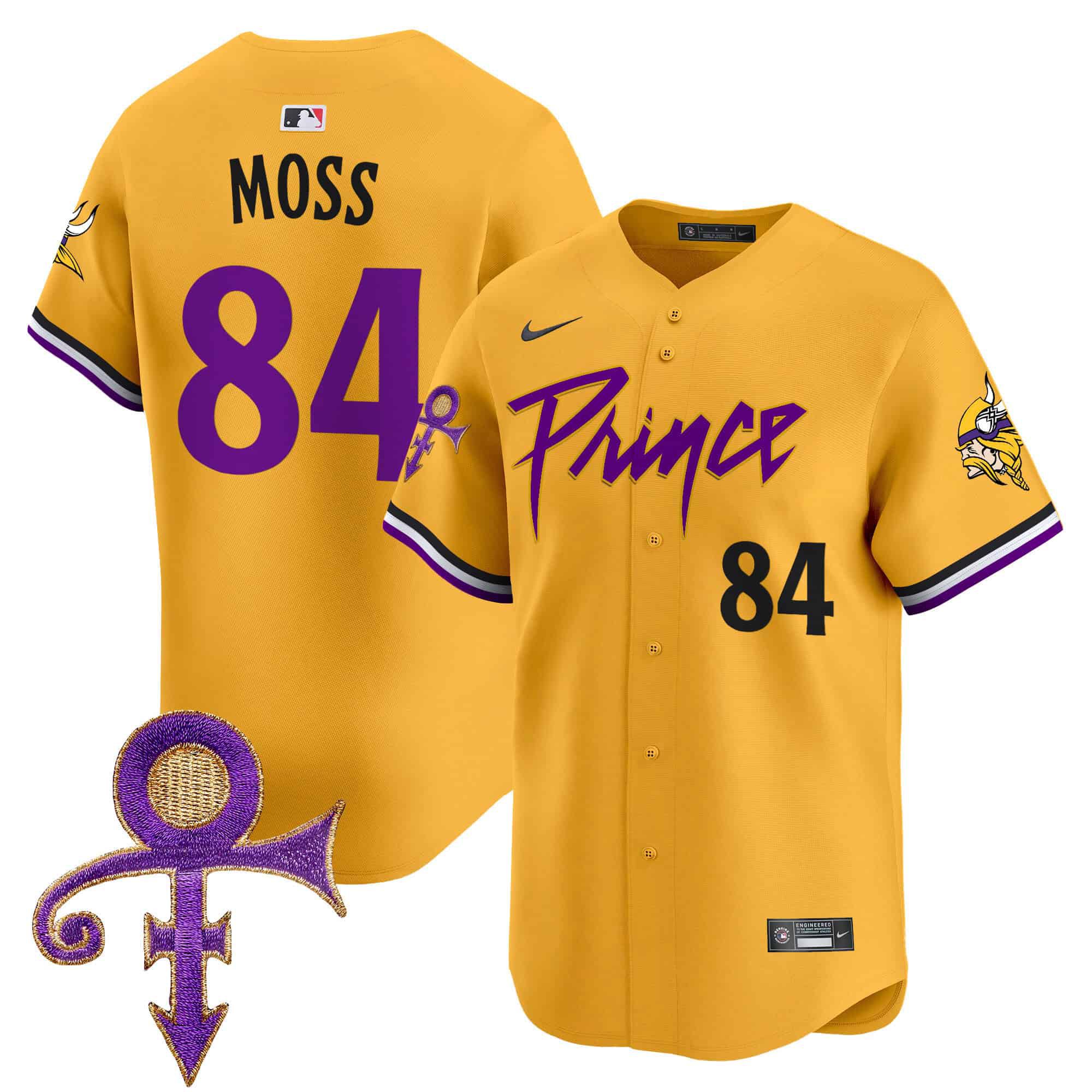 Men Minnesota Vikings 84 Moss Yellow 2024 Nike Prince Patch Vapor Premier Limited NFL Jersey